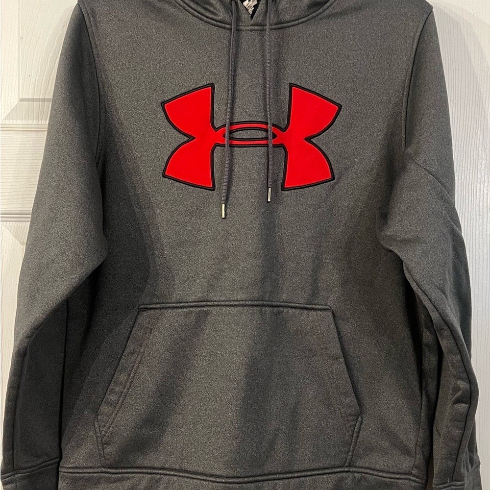Under Armour Men's Charcoal Hoodie with Red Logo